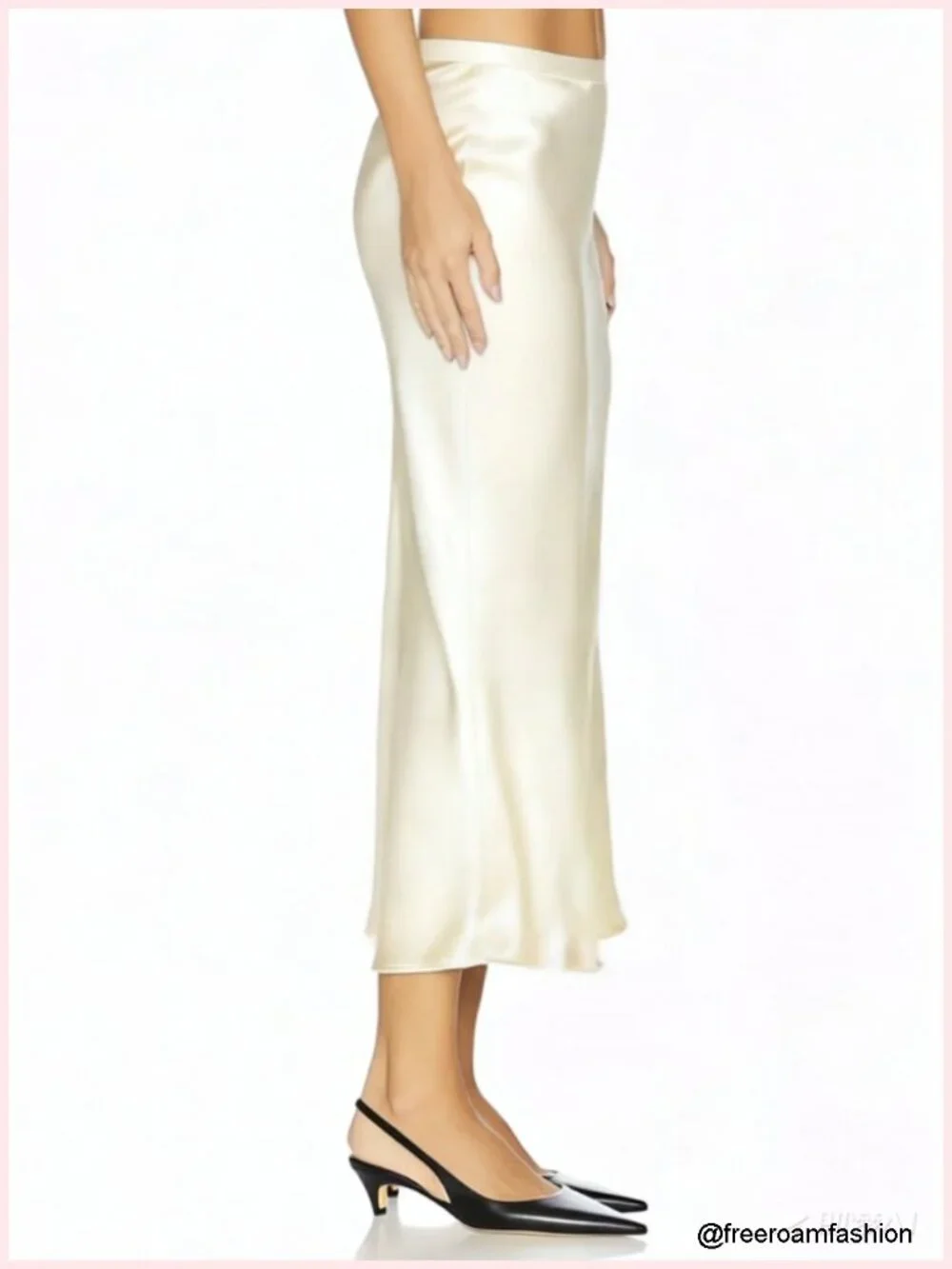 Silk Satin Mermaid Midi Skirt Elastic High Waist Office Party